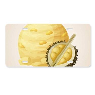 Imagem de DIYthinker Bola de sorvete amarela Durian picolé, placa de licença para decoração de carro, acessório de aço inoxidável