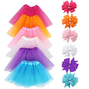 Imagem de LYLKD 6 peças tutus para meninas saia de tule de balé princesa fantasias (2-8T)