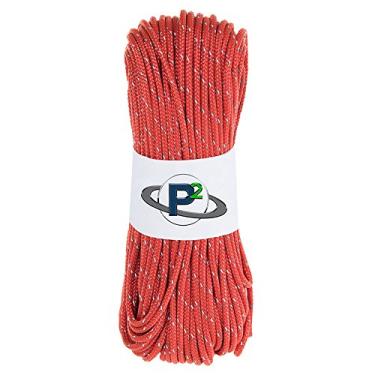 Imagem de Paraquedas fluorescentes reflexivas de 2,4 kg 1,8 mm Paracord em comprimentos de 25", 25", 50", 100", 250", 1000" – Ideal para acampamento, caminhada, corda de barraca, linha de comando, Scarlet Red, 25 Feet