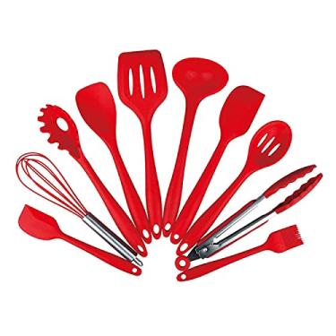 Imagem de Staright Conjunto de utensílios de cozinha de 10 peças Conjunto de utensílios de cozinha de silicone Conjunto de utensílios de cozinha com alça de aço inoxidável Conjunto de utensílios de cozinha para chef antiaderentes Utensílios de cozinha