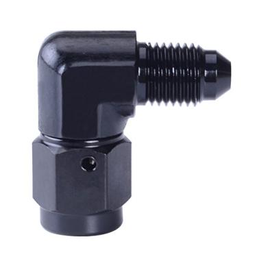 Imagem de Adaptador de encaixe de anteparo ESPEEDER AN de alumínio com acabamento anodizado macho/fêmea 90 graus flare pretoESPEEDER an3 90degree preto 2AZ0028BK-D90AN3