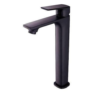 Imagem de Torneira Pia De Banheiro Cuba Luxo Bica Alta Misturador Monocomando Preto Fosco Hd4910bl Luuk Young
