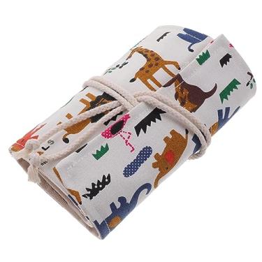 Imagem de ABOOFAN Rolo De Lona Caneta Cortina Estojo De Lápis De Grande Capacidade Estojo De Lápis De Grande Capacidade Porta-Lápis De Animais Bolsa De Lápis De Cor Porta-Lápis Organizador