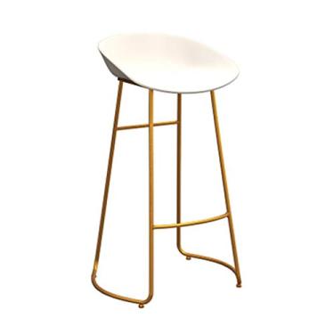 Imagem de Cadeiras de jantar bancos de bar banquetas de bar cadeira apoio para os pés banco alto cadeiras de jantar como banquinho para cozinha | pub | Banco de café da manhã | Assento PP branco pernas de metal dourado | Carga máxima 150kg (tamanho: 65cm) Tudo está bem