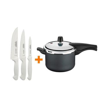 Imagem de Kit - Faqueiro Premium 3 Peças + Panela De Pressão 4,5 Vancouver Grafite - Tramontina