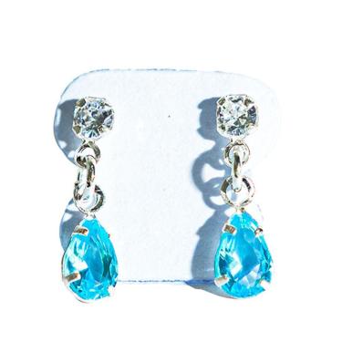 Imagem de Brinco Gota Facetada Zircônia Topázio  Azul Garra Prata 925