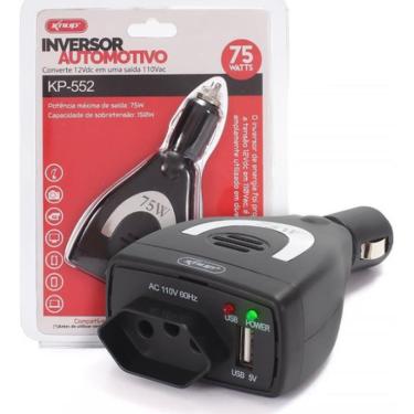 Imagem de Inversor Conversor Carro 75W 12V P/110V Usb Kp-552 Knup