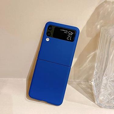 Imagem de Para Samsung Galaxy Z Flip 4 3 5 Candy Pure Color Case Para Samsung Z flip5 flip3 ZFlip 5 4 3 ZFlip4 Ultra Thin Hard PC Back Cover, Azul Escuro, para Samsung Z Flip 5