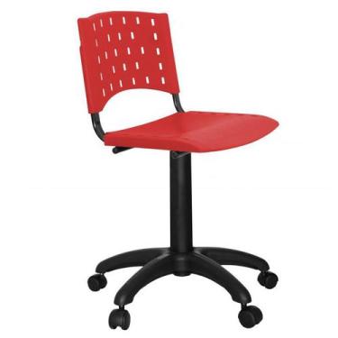 Imagem de Cadeira Giratória Fixa Plástica Vermelha - Ultra Móveis - Ultra Móveis