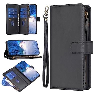 Imagem de Caso Flip do celular Estojo carteira 2 em 1 compatível com Samsung Galaxy A32 4G, bolsa magnética de couro premium com zíper e capa para telefone com [compartimentos para cartão] [alça de pulso] [bols