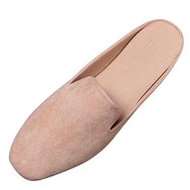 Imagem de Sandália feminina primavera e outono nova casual confortável cor sólida meia sandália de caminhada, rosa, 8.5