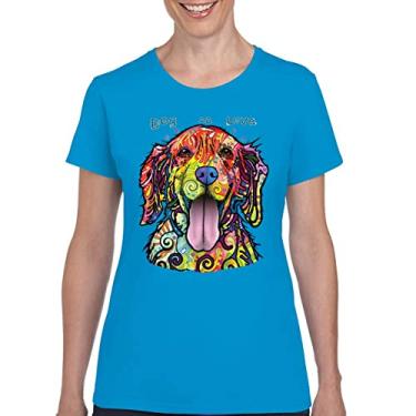 Imagem de Camiseta feminina Dean Russo Labrador Retriever Love Pet Dog is Love, Azul claro, 3G