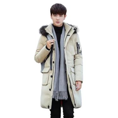 Imagem de Casacos masculinos de inverno, jaqueta grossa e quente, de algodão, com capuz, casaco quente, 807 Rice White, M