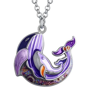 Imagem de DALANE Colar de liga esmaltada, animais do oceano, pingente de peixe, joias oceânicas, presentes para mulheres, meninas, decoração, 24mm x 27mm, Zinco, Sem Pedra Preciosa
