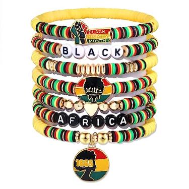 Imagem de ARATLENCH Conjunto de pulseiras de praia para mulheres – Pulseiras de amizade de arco-íris de argila Heishi pulseiras de surfista elásticas elásticas feitas à mão pulseiras elásticas feitas à mão joias de verão boho em massa para homens e meninas, argila polimérica, Metal