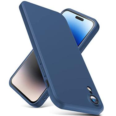 Imagem de YSLBWLE Capa para iPhone XR, capa fina de silicone líquido, à prova de choque, capa fina para iPhone XR, capa protetora de câmera de corpo inteiro - azul 2-IPXR-02