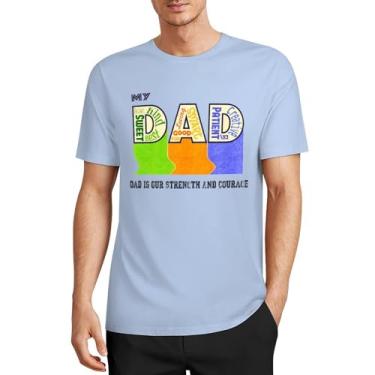 Imagem de CHAIKEN&CAPONE Camiseta para o dia dos pais, um presente para o pai, masculina, gola drapeada, manga curta, algodão, Azul bebê, 4G