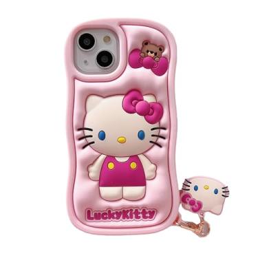 Imagem de Capa de silicone de desenho animado para iPhone 13, capa de telefone fofa engraçada Kawaii, gato, gato, animal, personagem, capa 3D, capa de telefone para crianças, meninas e mulheres