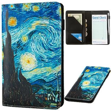 Imagem de Livro de servidor para garçonete com bolso com zíper, avental de garçonete, livros de cheque para servidores de garçonete, bloco de notas para restaurantes (Van Gogh, a Noite Estrelada)