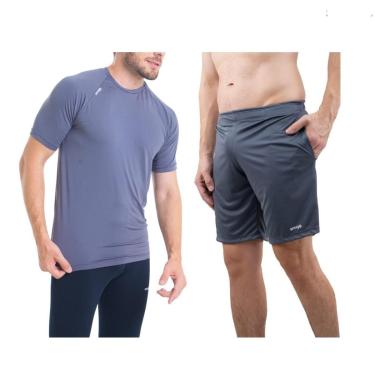 Imagem de Conjunto Camiseta Curta Masculina e Calção Masculino Bermuda Esportiva com Bolso Fitness Academia-Masculino
