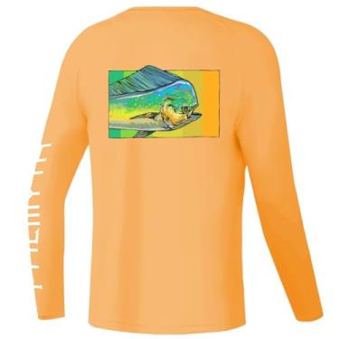 Imagem de Palmyth Camiseta juvenil de manga comprida para meninos com proteção solar FPS 50+, Laranja/Mahimahi, GG