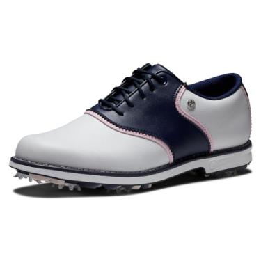 Imagem de FootJoy Tênis de golfe feminino Premiere Series-Bel Air, Branco/Azul marinho/rosa, 7.5
