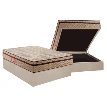 Imagem de Cama Box Baú Casal: Colchão Molas Paropas MasterPocket Ensacadas Marcelly Ibiza + Base CRC Suede Clean(138x188)