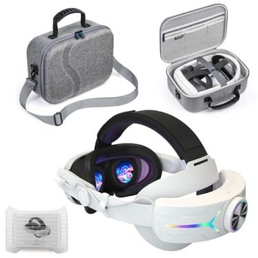 Imagem de Alça de cabeça de bateria leve RGB compatível com pacote de bateria Meta Quest 3, alça Elite de substituição VR ajustável e confortável com bateria de 8000mAh e estojo de transporte rígido/916
