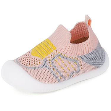 Imagem de Pantufas infantis infantis para meninos e meninas com sola antiderrapante, Rosa - 25, 8 Toddler