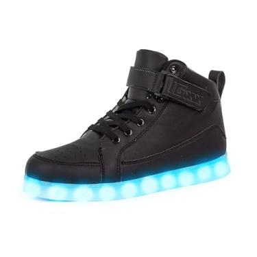 Imagem de IGxx Tênis de cano alto com luz LED – Recarregável, Brilhante, Piscando Sapatos para Homens, Mulheres e Crianças, Preto, 37
