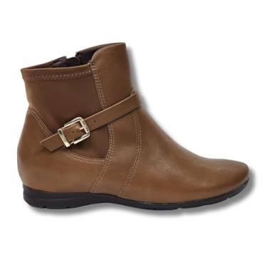 Imagem de Bota Feminina Cano Curto Salto Baixo Flatform Comfortflex - Whisky - 38