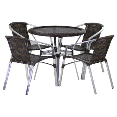 Imagem de Conjunto Cadeiras Floripa e Mesa com Tampo Tramado Área Externa Piscina Jardim Varanda