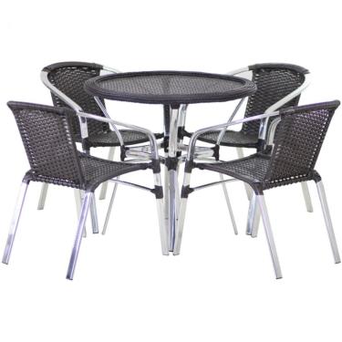 Imagem de Conjunto Cadeiras Floripa e Mesa com Tampo Tramado Área Externa Piscina Jardim Varanda