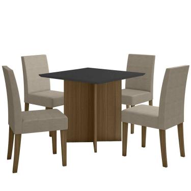 Imagem de Kit Mesa de Jantar Helo Com Vidro 90x90 com 4 Cadeiras Josi