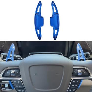 Imagem de Adesivos de extensão de câmbio de volante de alumínio para Lincoln Aviator/Continental/Corsair/Nautilus/Navigator/Navigator L (azul)