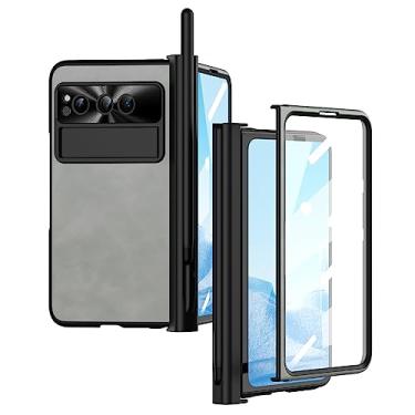 Imagem de Giilgxy Capa para Google Pixel Fold, capa de couro com proteção de dobradiça magnética com suporte, compatível com Google Pixel Fold 2023 (cinza)