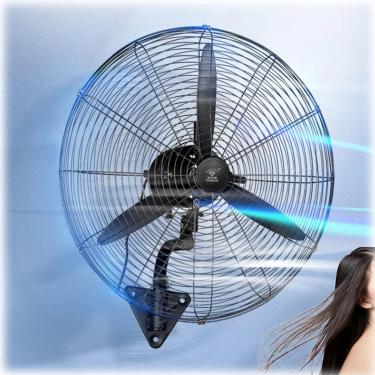 Imagem de Ventilador industrial montado na parede, ventilador de parede externo de 19,7 pol. 25,6 pol. 29,5 pol., grade de metal pesado, oscilação de 60 °, à prova d'água de 3 velocidades, cabo de ali