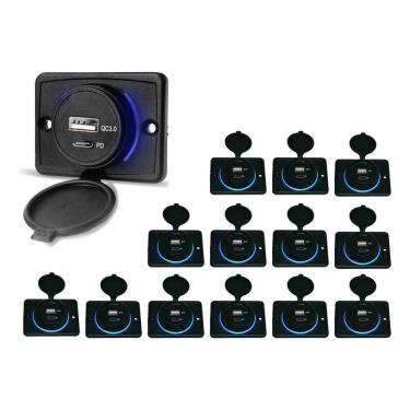 Imagem de Kit 14 Carregador de Celular Automotivo 1 USB + 1 USB Power C/ Moldura - RS-1113U BR