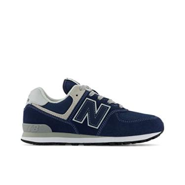 Imagem de New Balance Tênis infantil unissex 574 Core com cadarço, Azul-marinho/branco, 7 Wide Big Kid