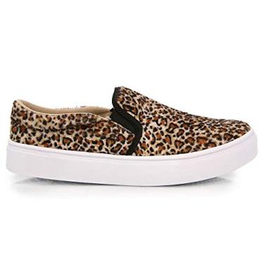 Imagem de Tênis Slip On Feminino Casual Calce Fácil Prático Sem Cadarço, Oncinha, 37