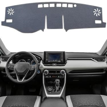 Imagem de KEYOOG Capa de painel para painel de instrumentos adequada para 2024-2019 to-yota RAV4 (sem modelos HUD), tapete antirreflexo, protetor solar antiderrapante (cinza)