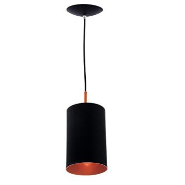 Imagem de Pendente bilboquê sling preto e cobre luminária alumínio lustre sala moderno grande cilíndrico redondo