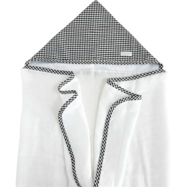 Imagem de Toalha de Fralda para Bebê Com Capuz Xadrez Preto - Biramar Baby