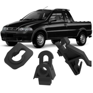 Imagem de Kit Grampos Presilhas Para Haste Vareta do Capô Strada G2 2001 2002 20