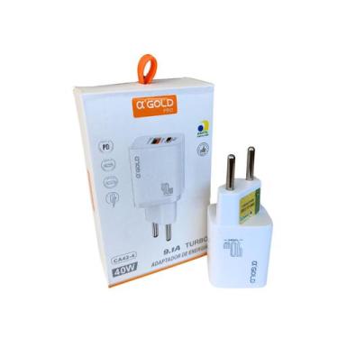 Imagem de Carregador Tomada Plug Adaptador Super Turbo USB e Tipo C 40w - Gold, 