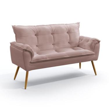 Imagem de Poltrona Namoradeira Estofada Beta N-031 Veludo Rosê Claro Aradecor, R