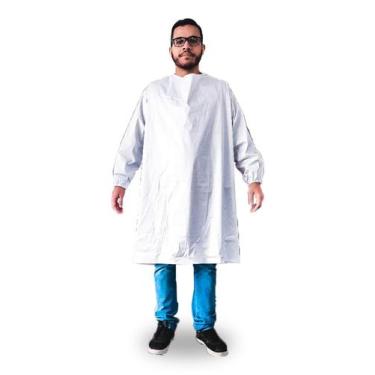 Imagem de Avental Pvc Mnaga Longa Impermeável Branco Hospitalar C/ Ca - Policap