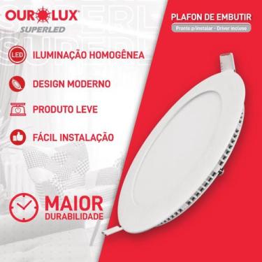 Imagem de Luminária Led Embutir 12W Bivolt Luz Branca 6500K Redonda - Ourolux