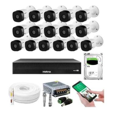 Imagem de Kit 16 Câmeras Multi Hd Intelbras 1120b Dvr 16 Canais Com Hd 4TB
