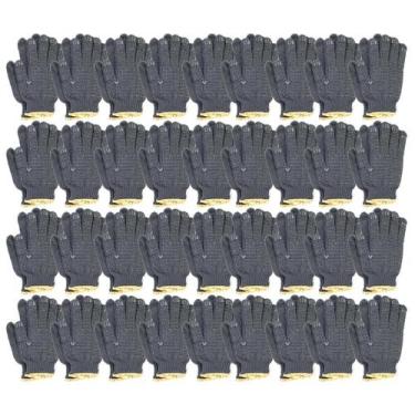 Imagem de Kit 36 Pares Luva Pano Tricotada Malha Pigmentada Preta Epi - Tradesta